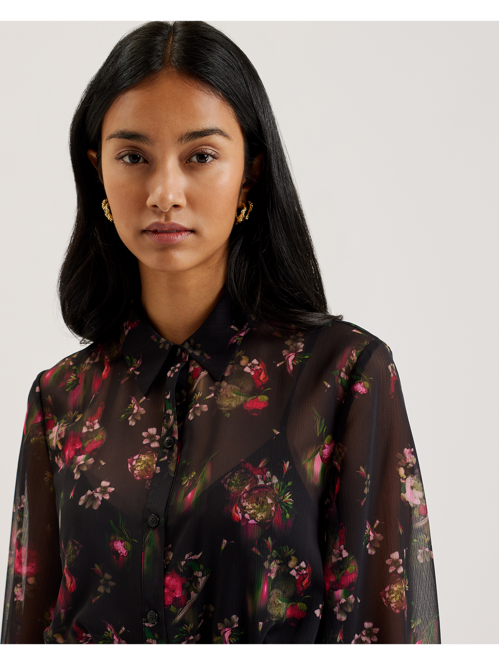 Women EBENE - Floral Print Belted Mini Shirt Dress - Ted Baker