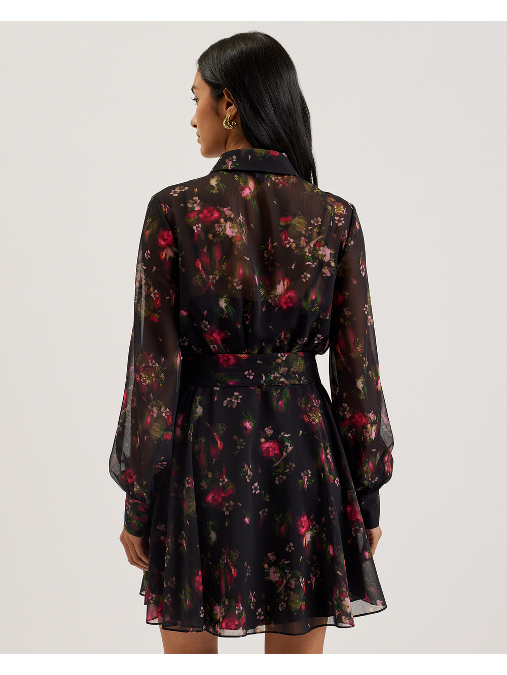 Women EBENE - Floral Print Belted Mini Shirt Dress - Ted Baker