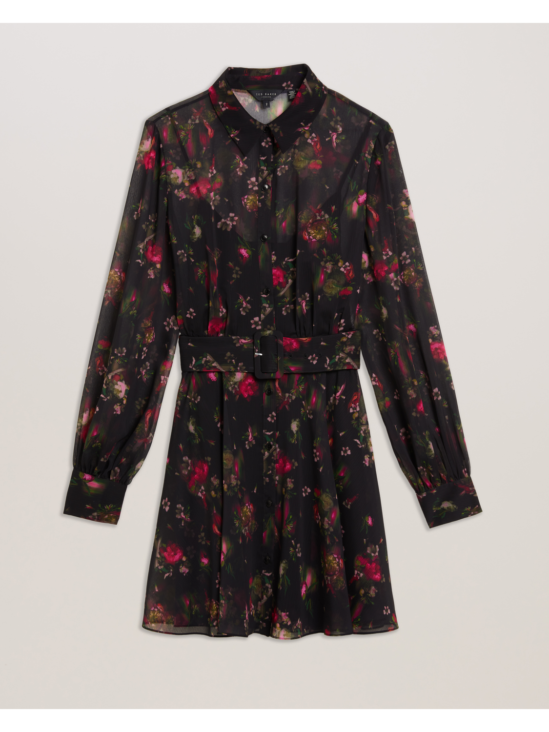 Women EBENE - Floral Print Belted Mini Shirt Dress - Ted Baker