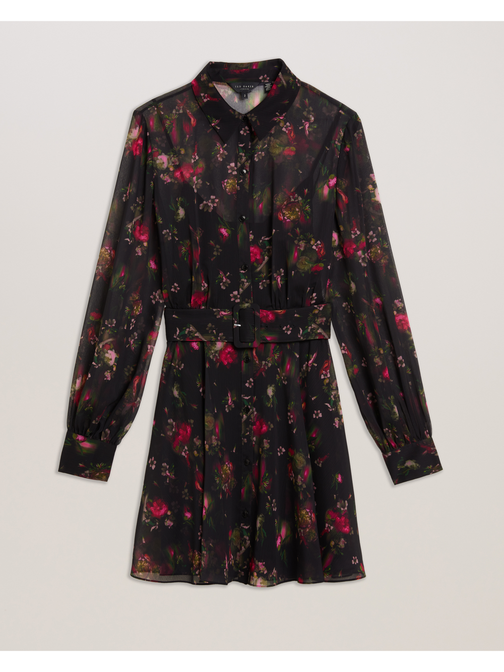 Women EBENE - Floral Print Belted Mini Shirt Dress - Ted Baker