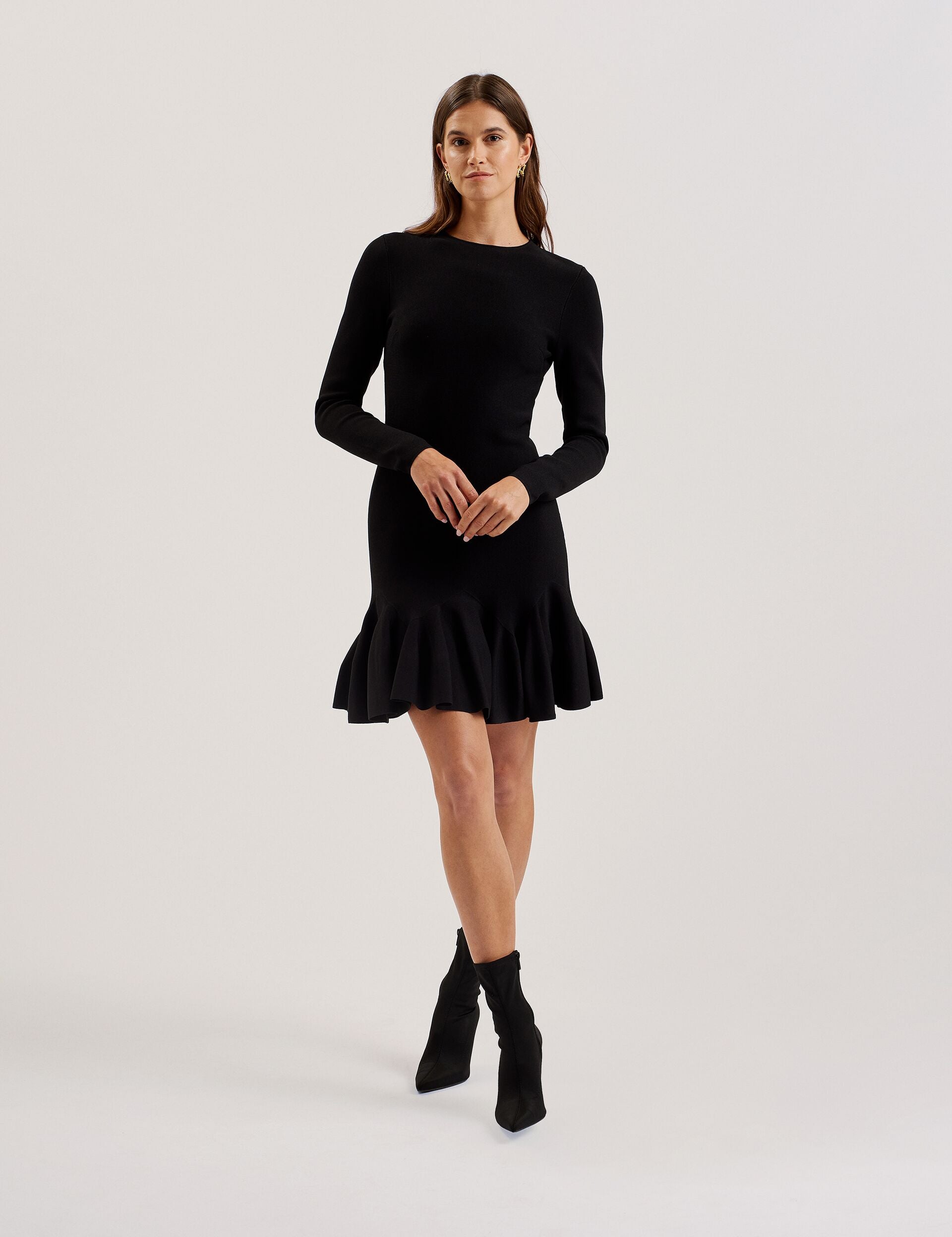 Women LOISSS - Flounce Hem Long Sleeve Knitted Mini Dress - Ted Baker