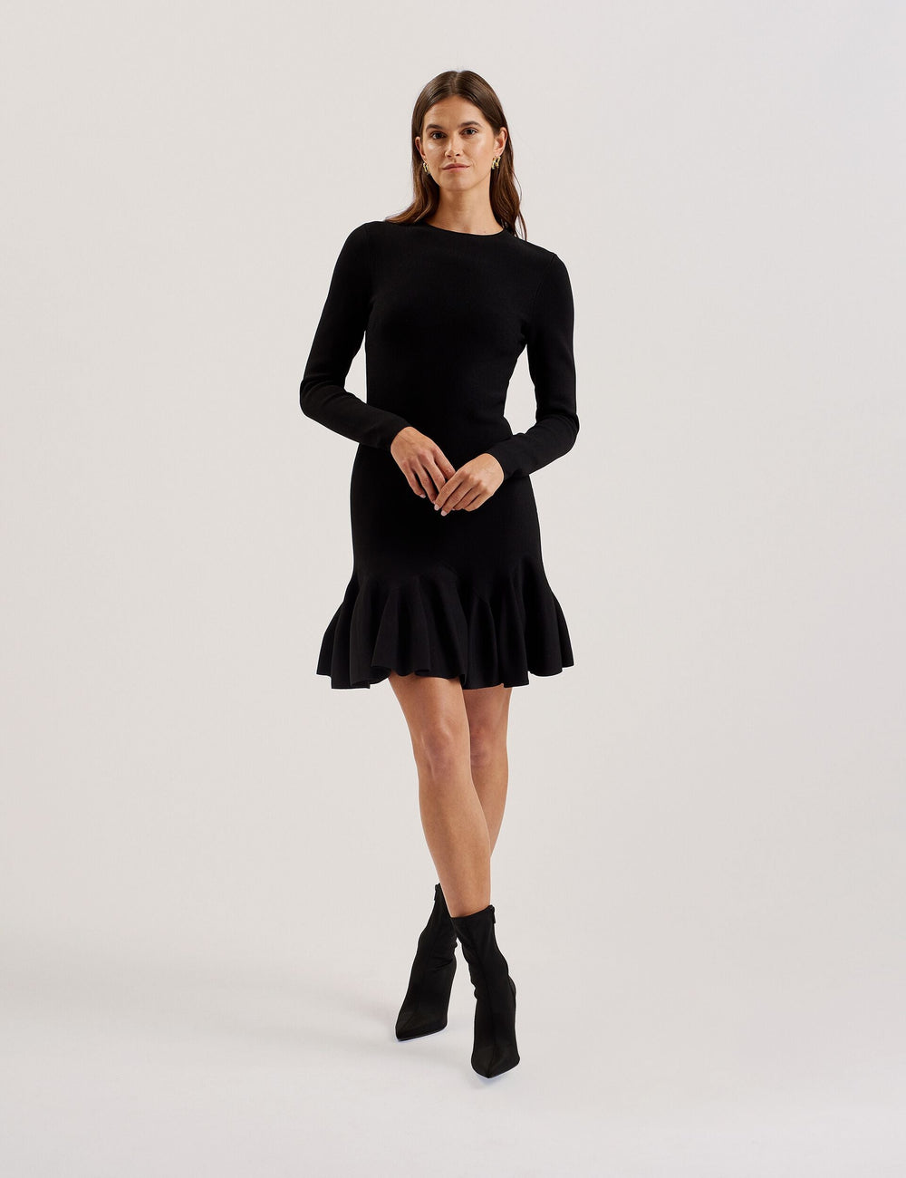 Women LOISSS - Flounce Hem Long Sleeve Knitted Mini Dress - Ted Baker