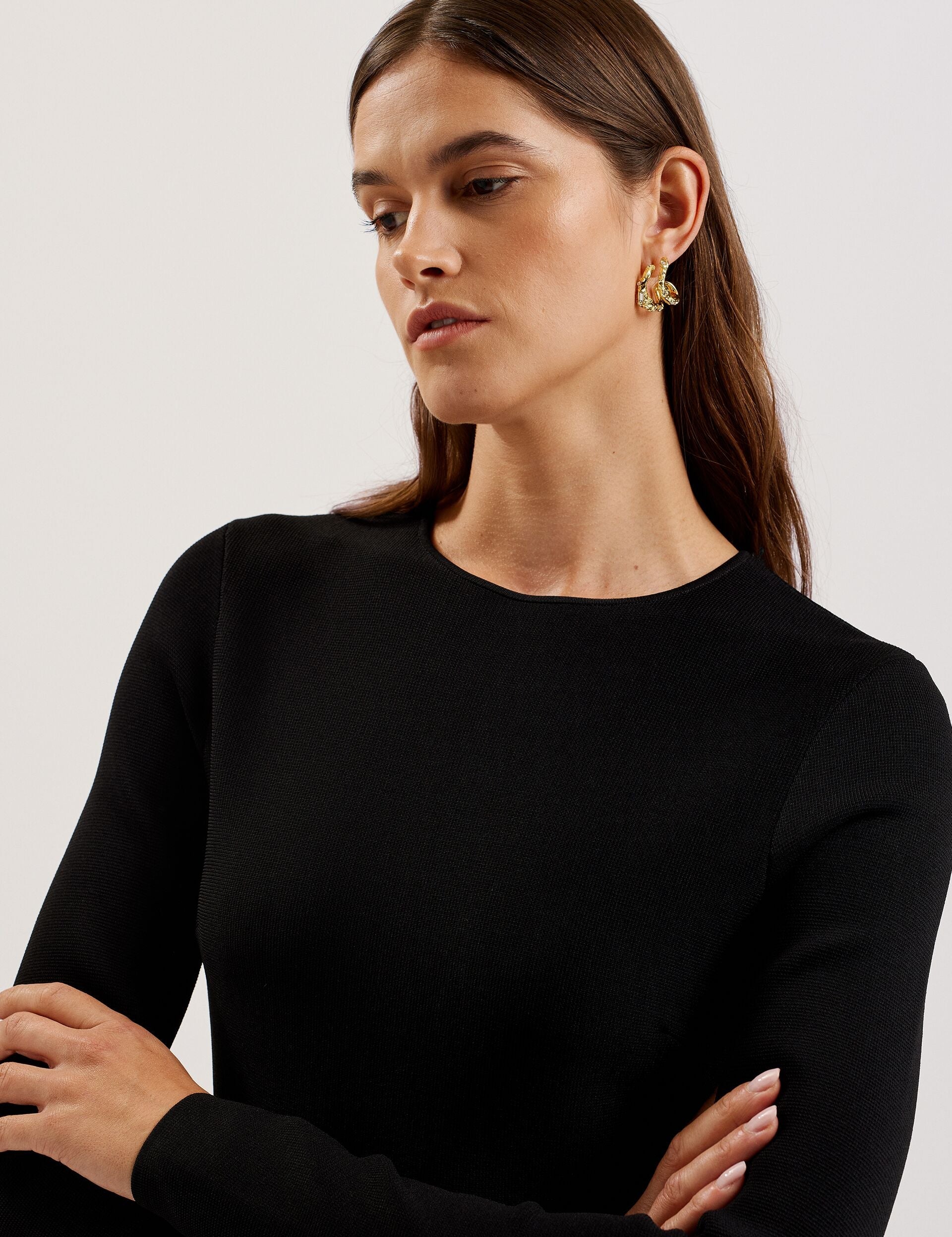 Women LOISSS - Flounce Hem Long Sleeve Knitted Mini Dress - Ted Baker
