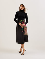 Women ASNES - Knit Bodice Midi Dress With Printed Skirt - Ted Baker