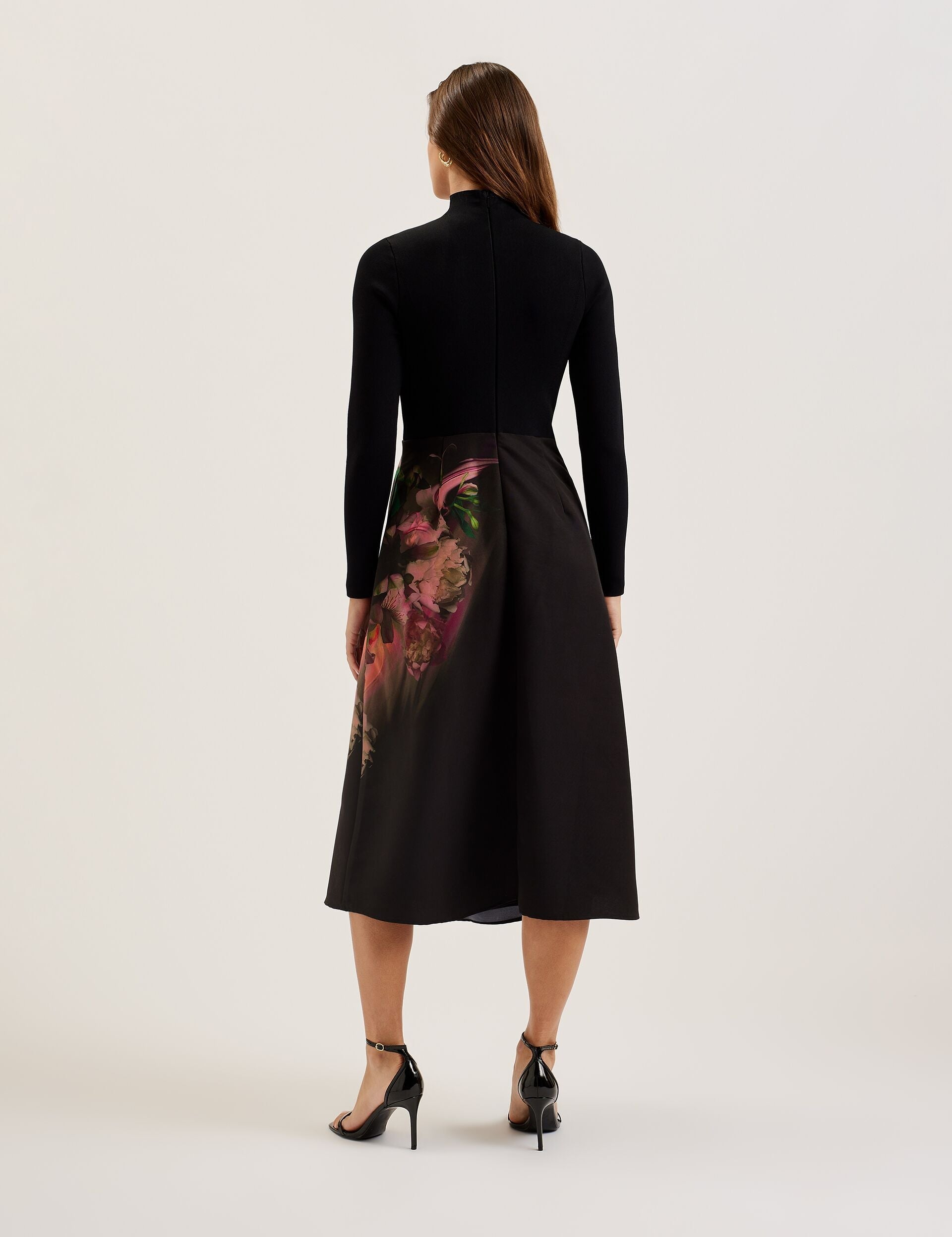 Women ASNES - Knit Bodice Midi Dress With Printed Skirt - Ted Baker