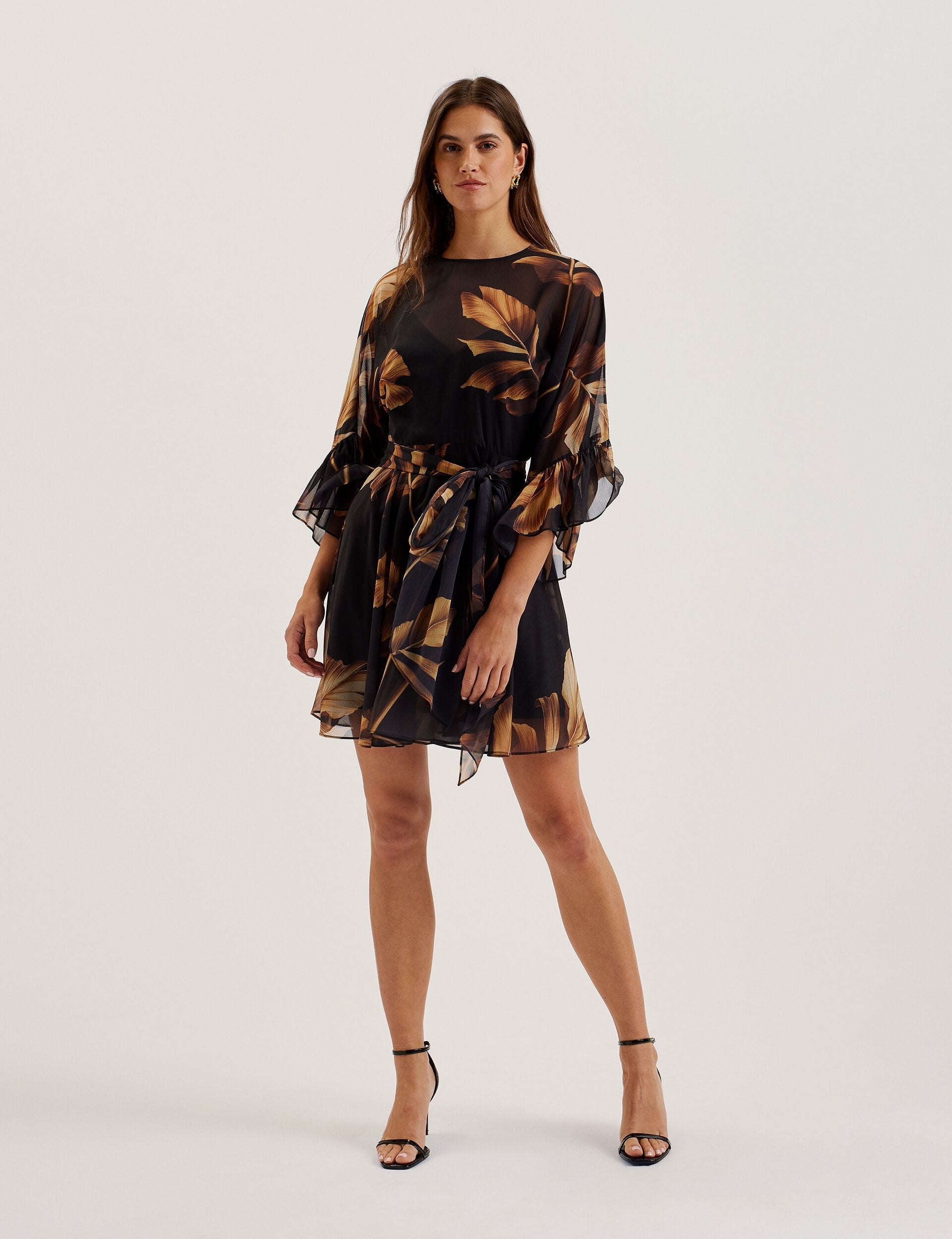 Women ELSTER - Printed Chiffon Mini Dress With Tie Waist - Ted Baker