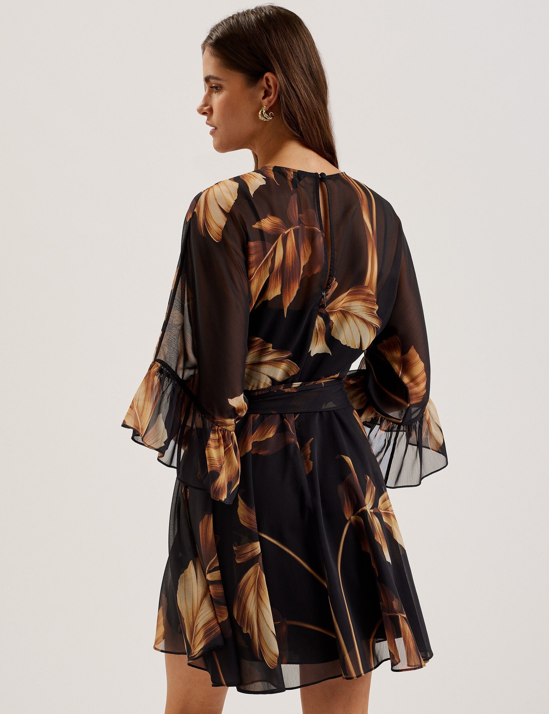 Women ELSTER - Printed Chiffon Mini Dress With Tie Waist - Ted Baker