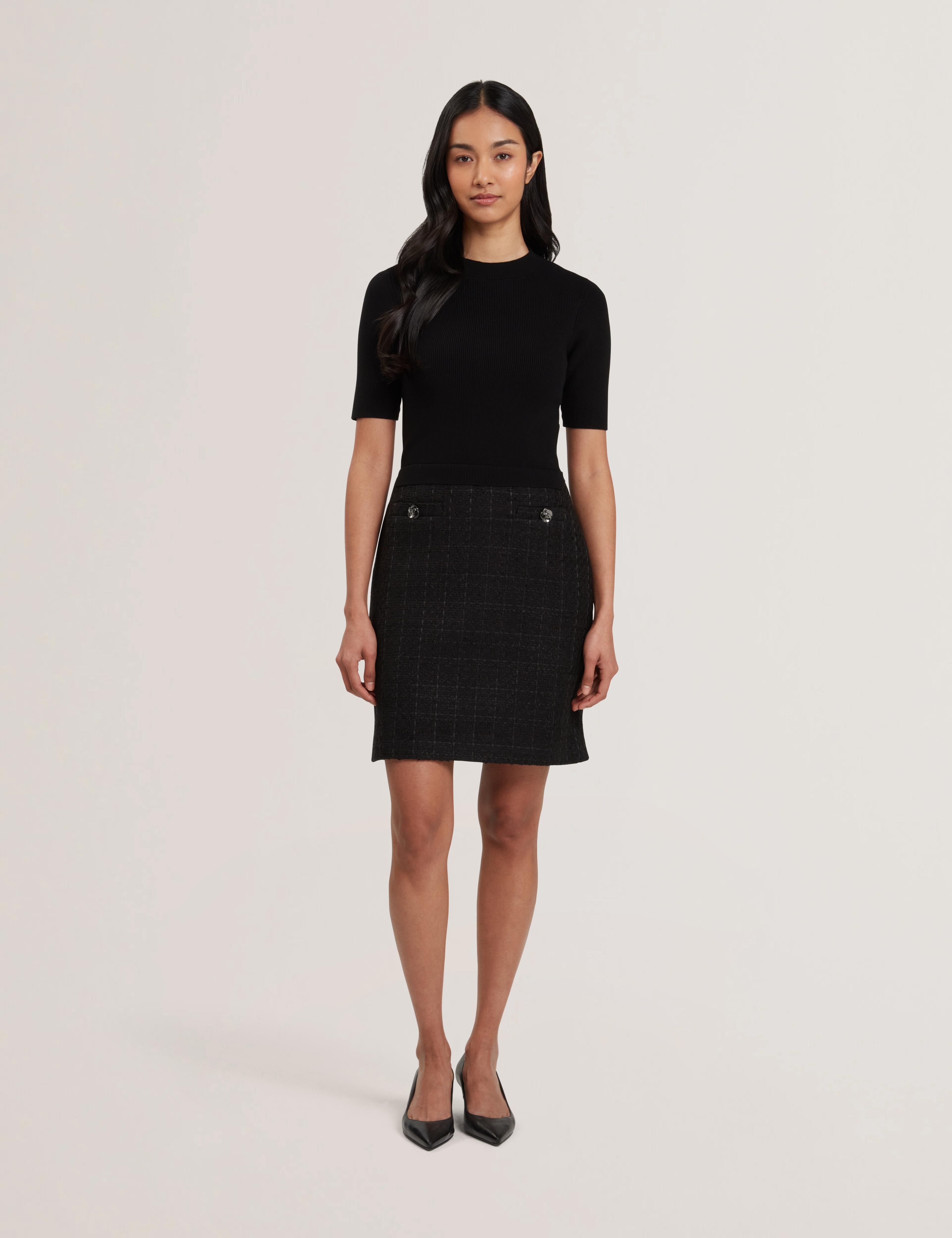 Women KOMAM - Boucle A-Line Mini Dress With Knit Bodice - Ted Baker
