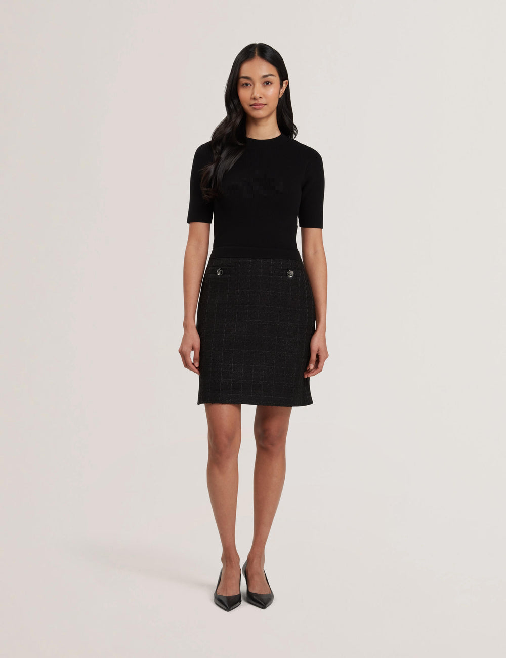 Women KOMAM - Boucle A-Line Mini Dress With Knit Bodice - Ted Baker