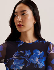 Women MARLIYY - Floral Print Bodycon Mesh Midi Dress - Ted Baker