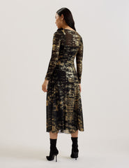 Women JUNHAA - Foil Print Long Sleeve Mesh Midi Dress - Ted Baker
