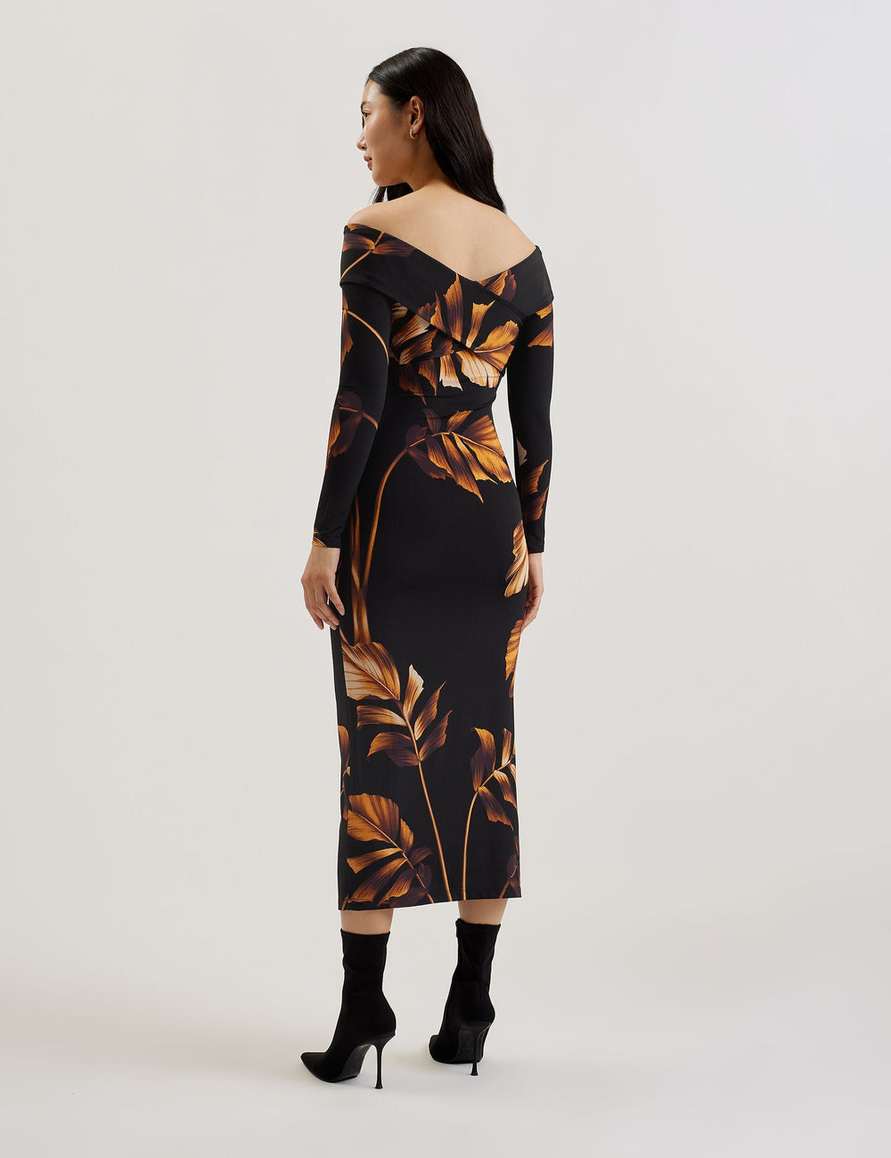 Women JOSEFEN - Printed Bardot Long Sleeve Midi Dress - Ted Baker