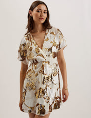 Women NOOSH - Knot Front V Neck sequin Mini Dress - Ted Baker