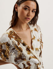 Women NOOSH - Knot Front V Neck sequin Mini Dress - Ted Baker