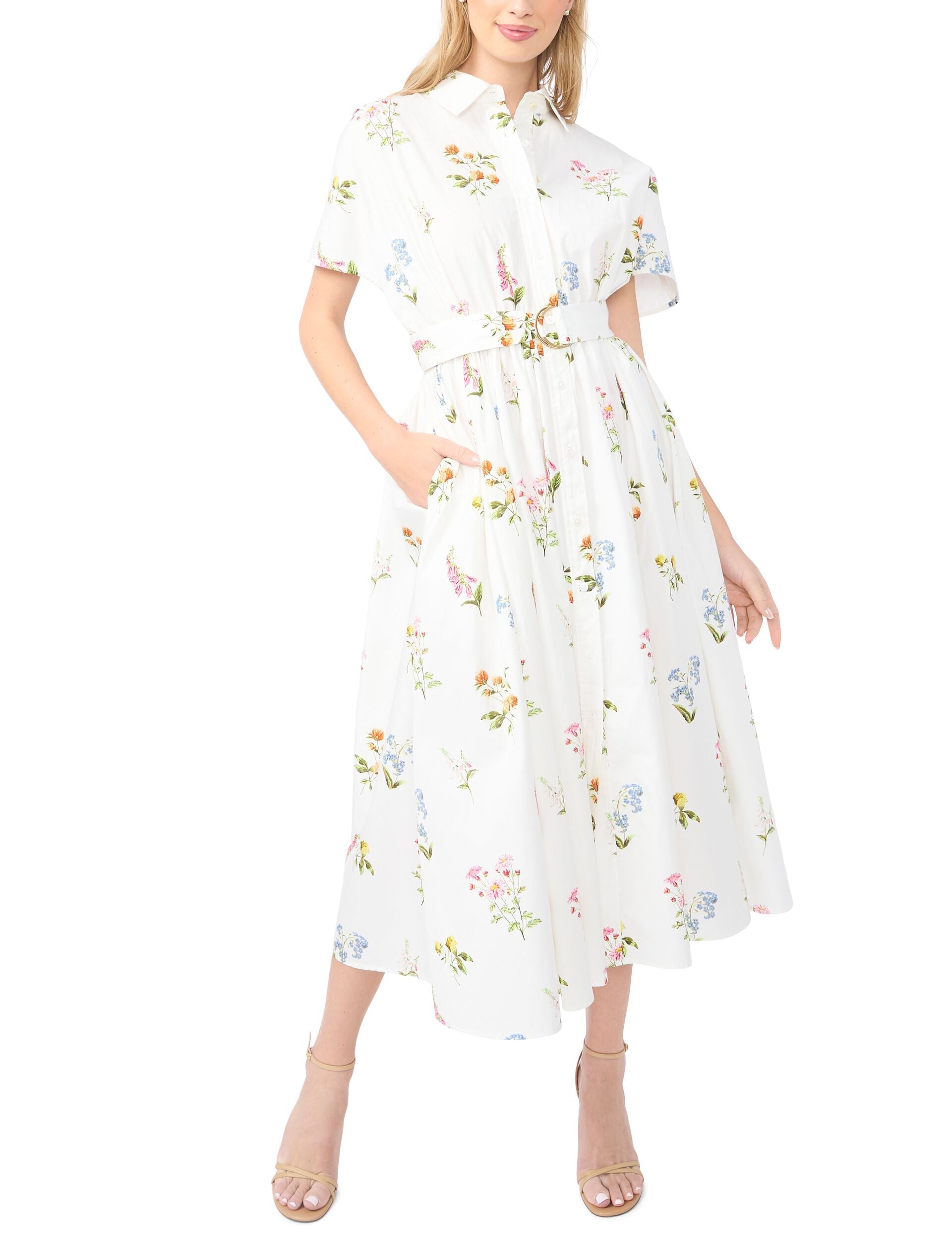 Women RILEY Floral Belted Midi Shirt Dress - Ted Baker