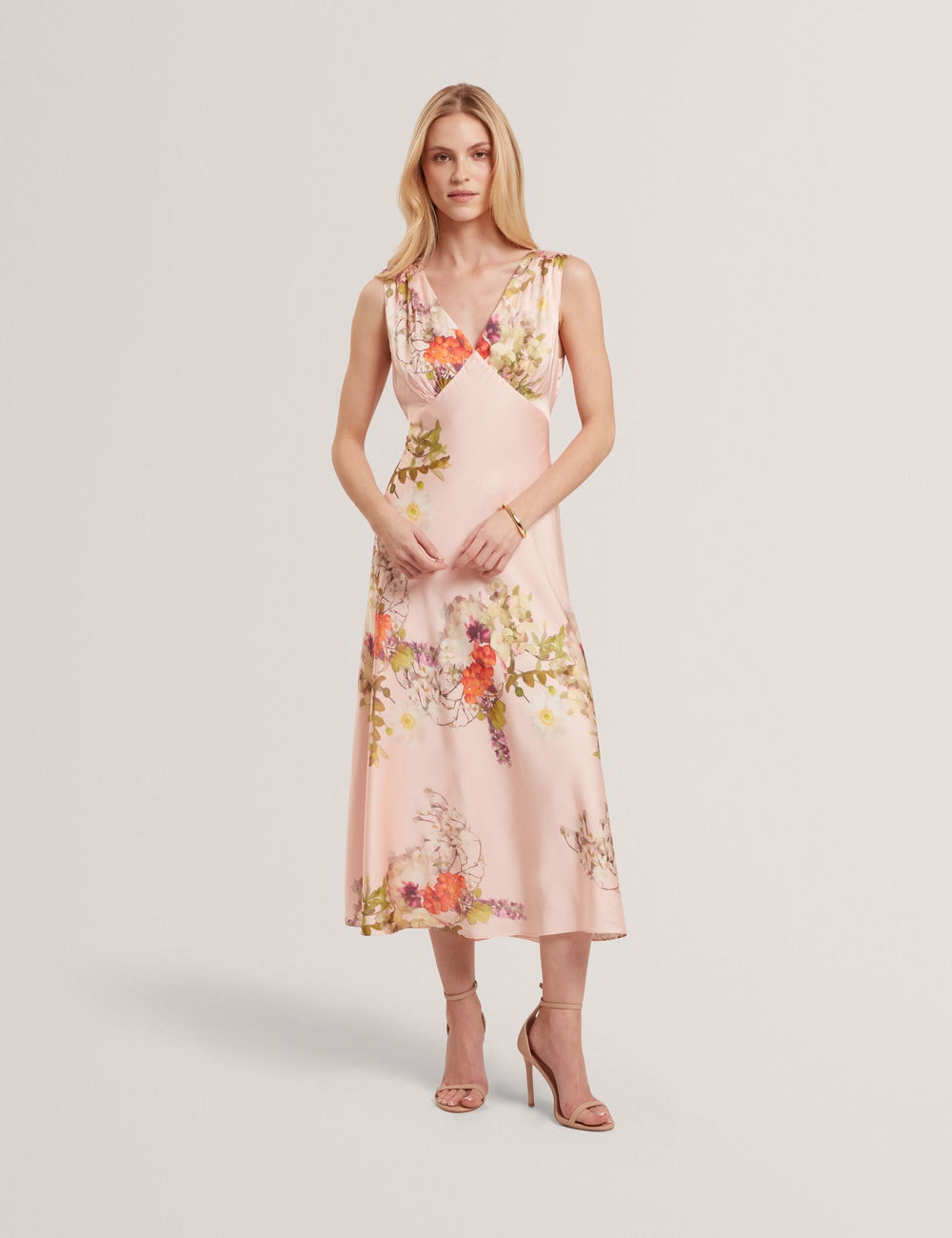 Women ALINA Floral Satin Low Cut Maxi Dress - Ted Baker