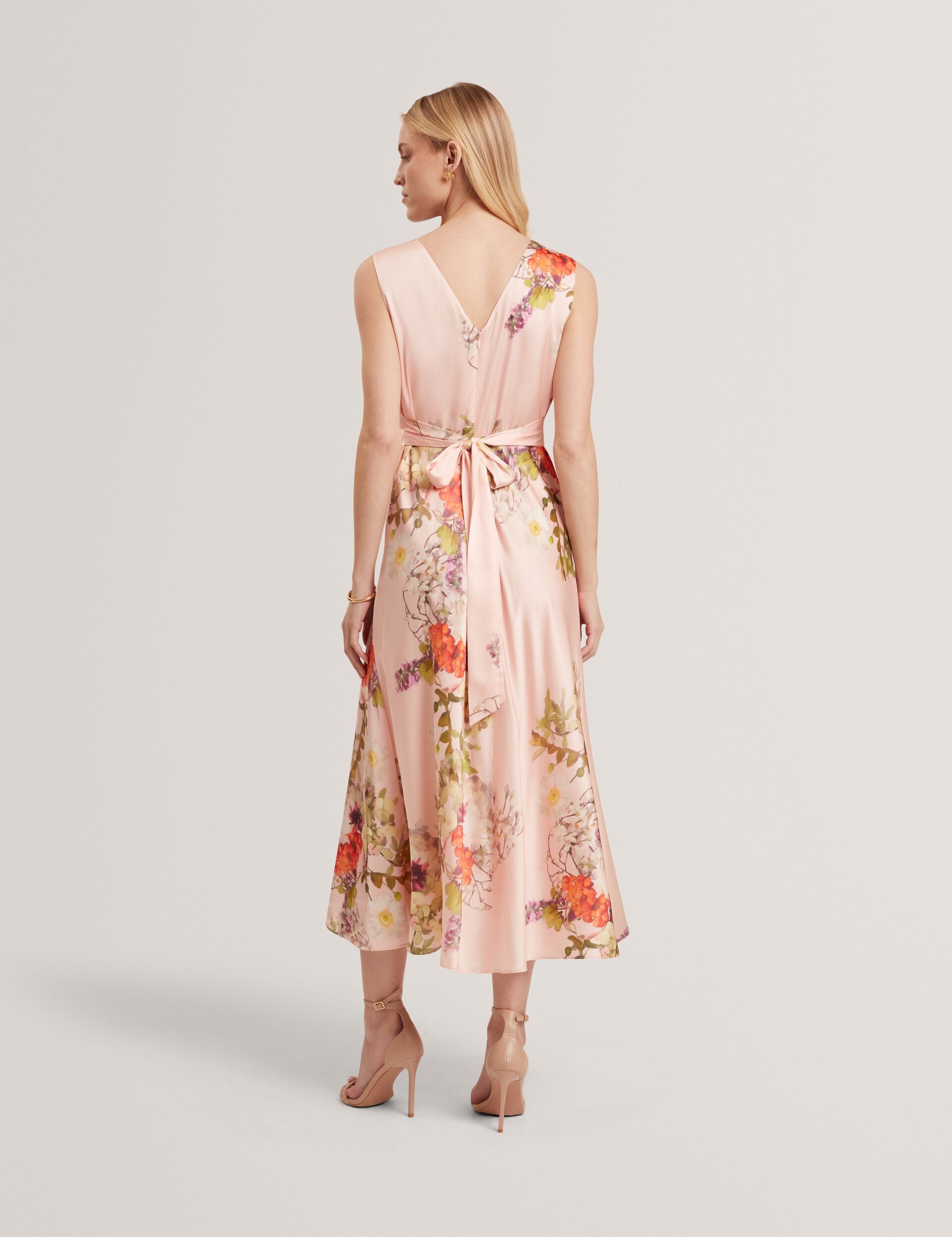 Women ALINA Floral Satin Low Cut Maxi Dress - Ted Baker