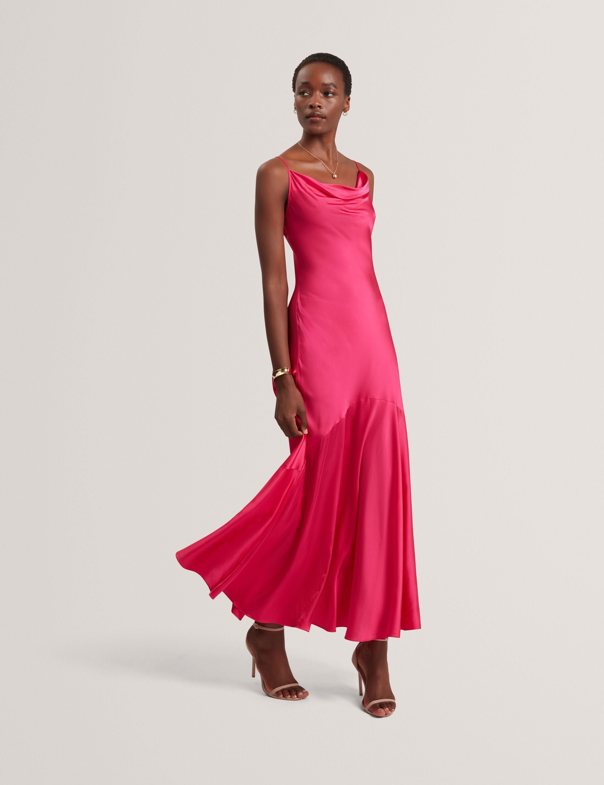 Women EILA Satin Cowl Neck Strappy Maxi Dress - Ted Baker