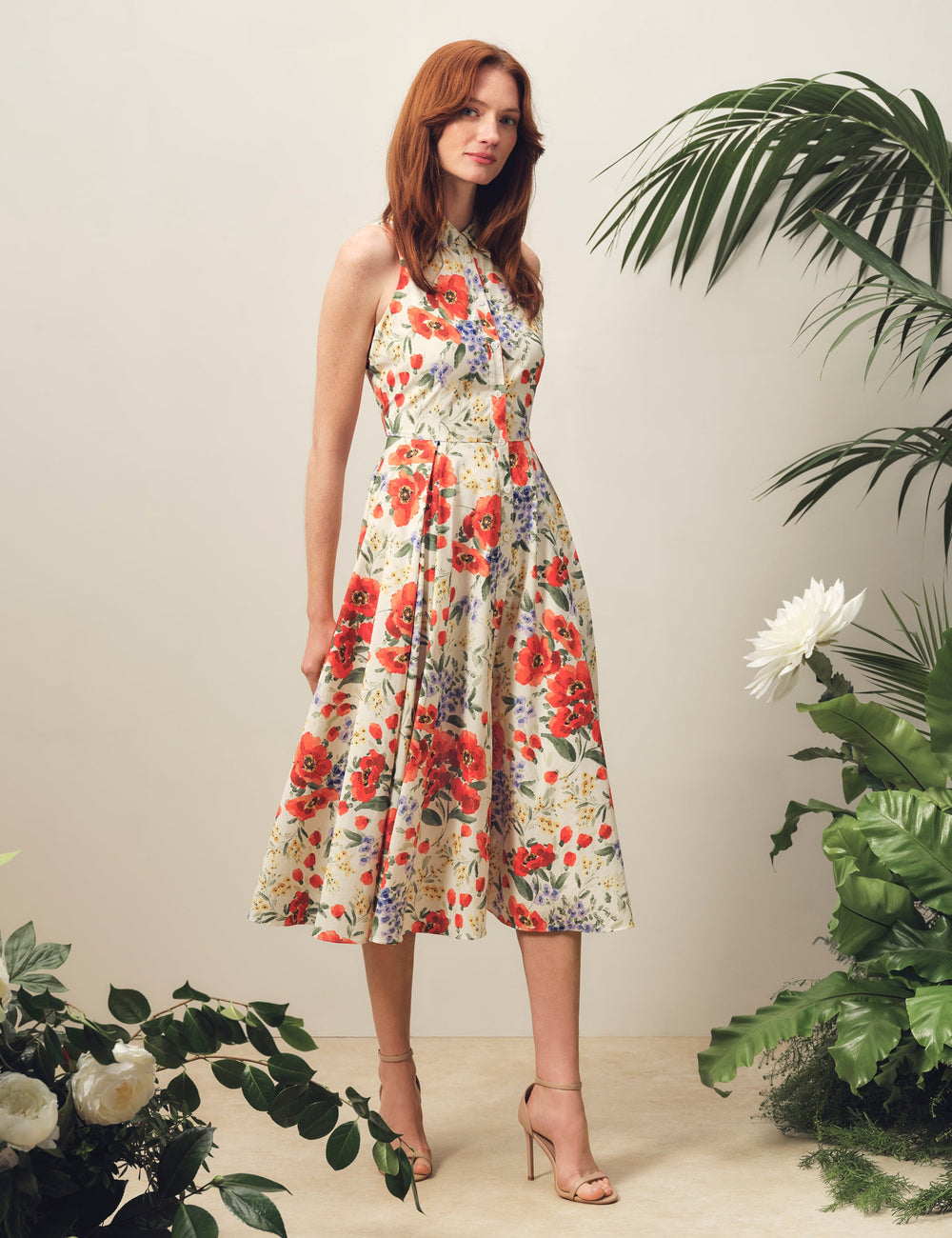 Women NOEMIA Floral Sleeveless Collared Midi Dress - Ted Baker
