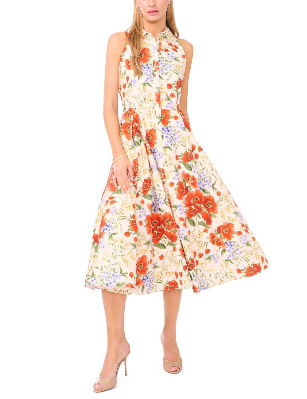 Women NOEMIA Floral Sleeveless Collared Midi Dress - Ted Baker