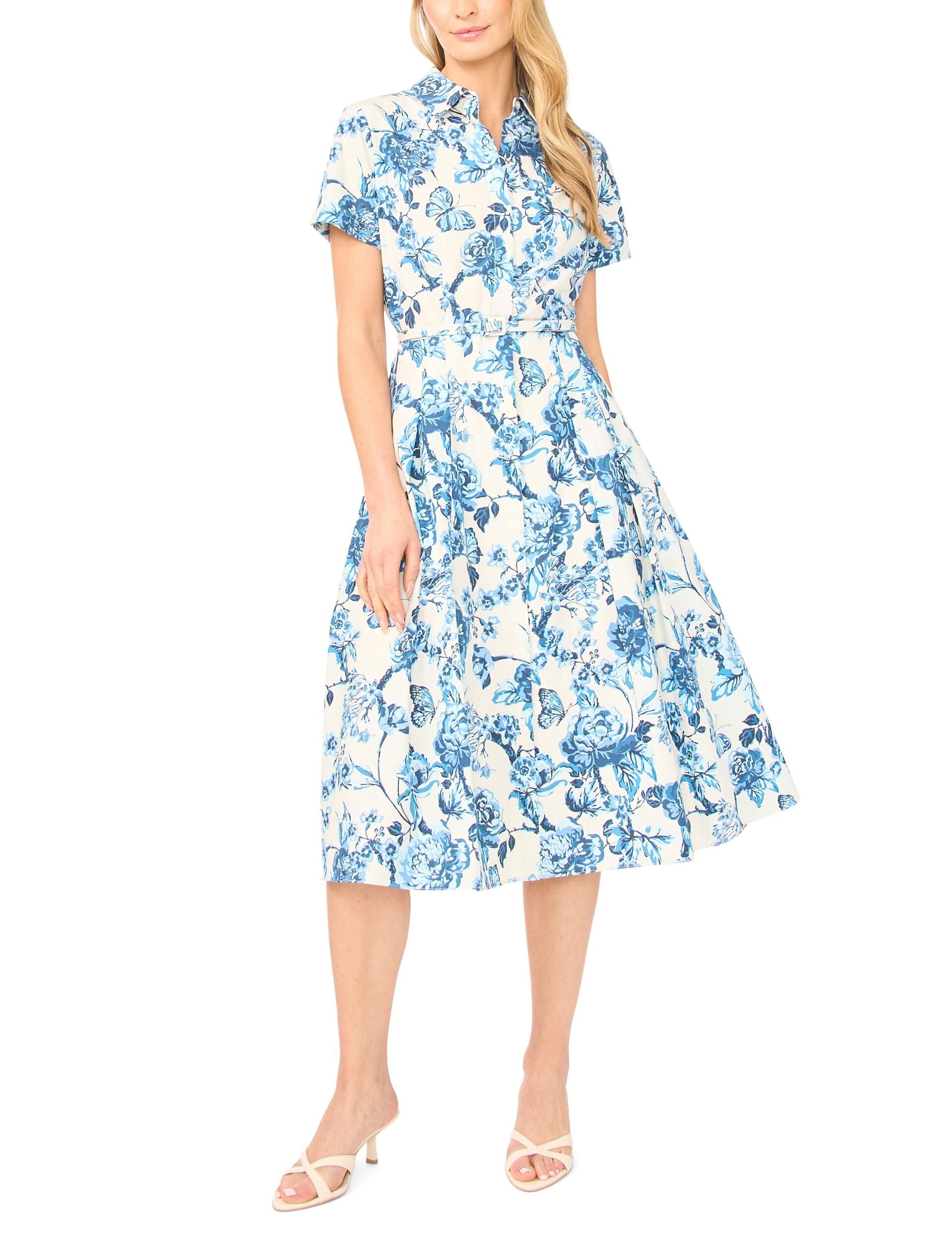 Women RORY Cotton Floral Belted Midi Shirt Dress - Ted Baker