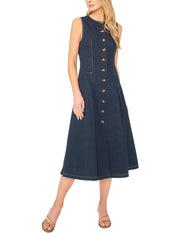 Women MIA Buttoned Sleeveless Denim Midi Dress - Ted Baker