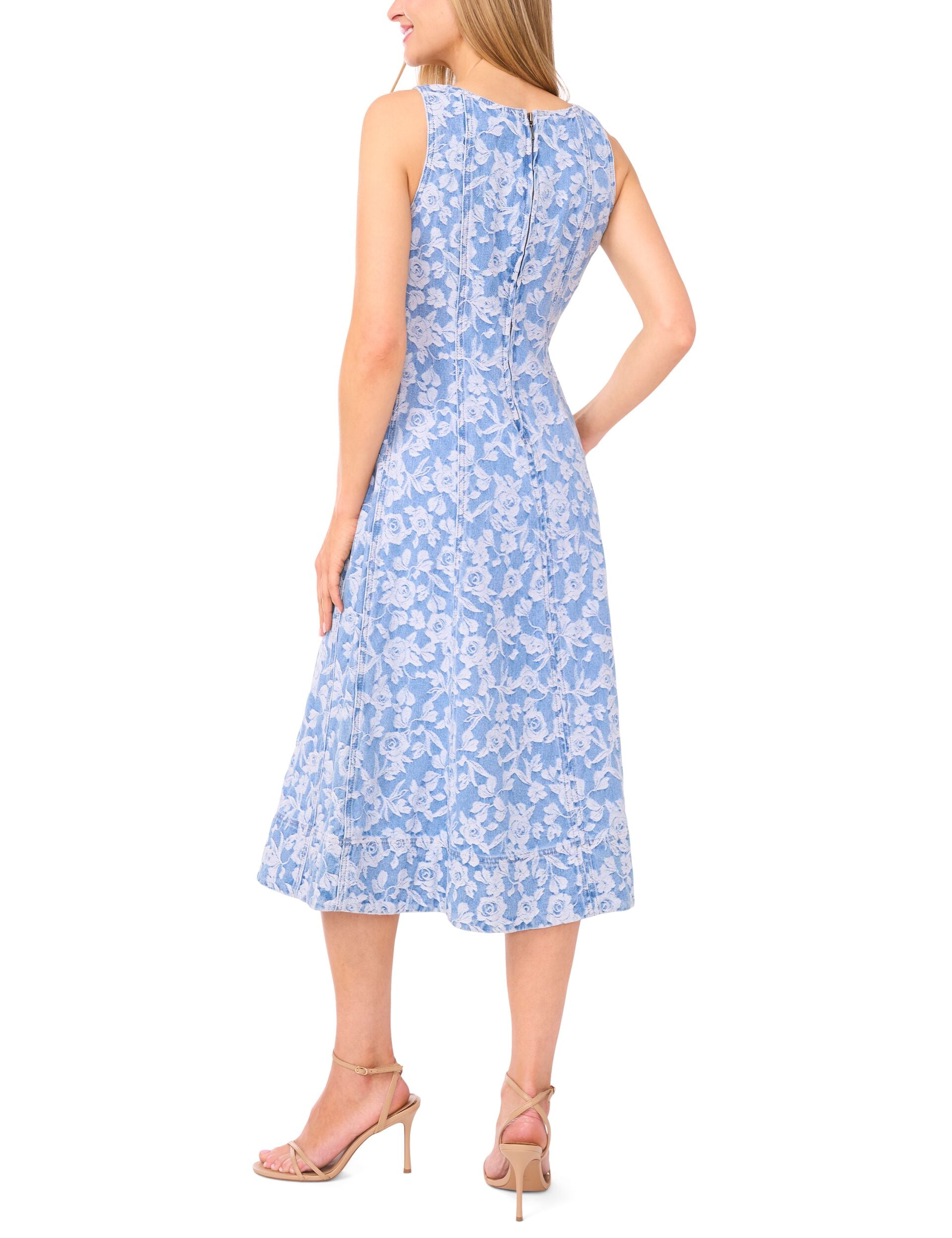 Women NARA Floral Denim Scoop Neck Midi Dress - Ted Baker