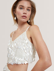 Women SERRES Sequin Strappy Cropped Cami Top - Ted Baker