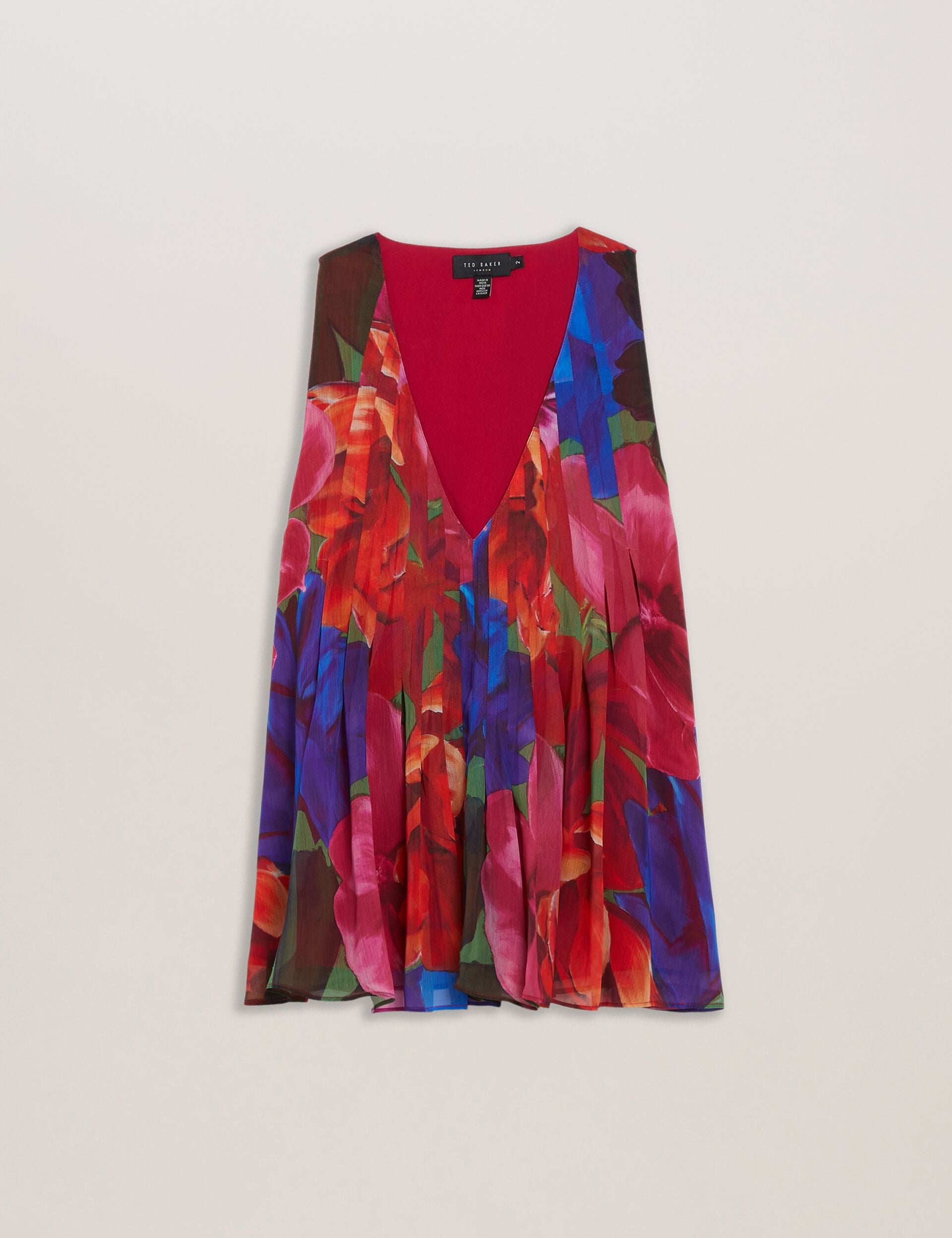 Women VERNOGE - Organza Tropical Bloom V neck Pleated Top - Ted Baker