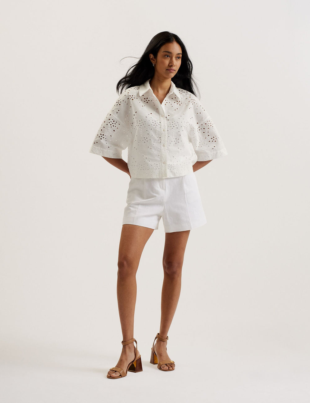 Women KILKIS - Broderie Cropped Shirt - Ted Baker