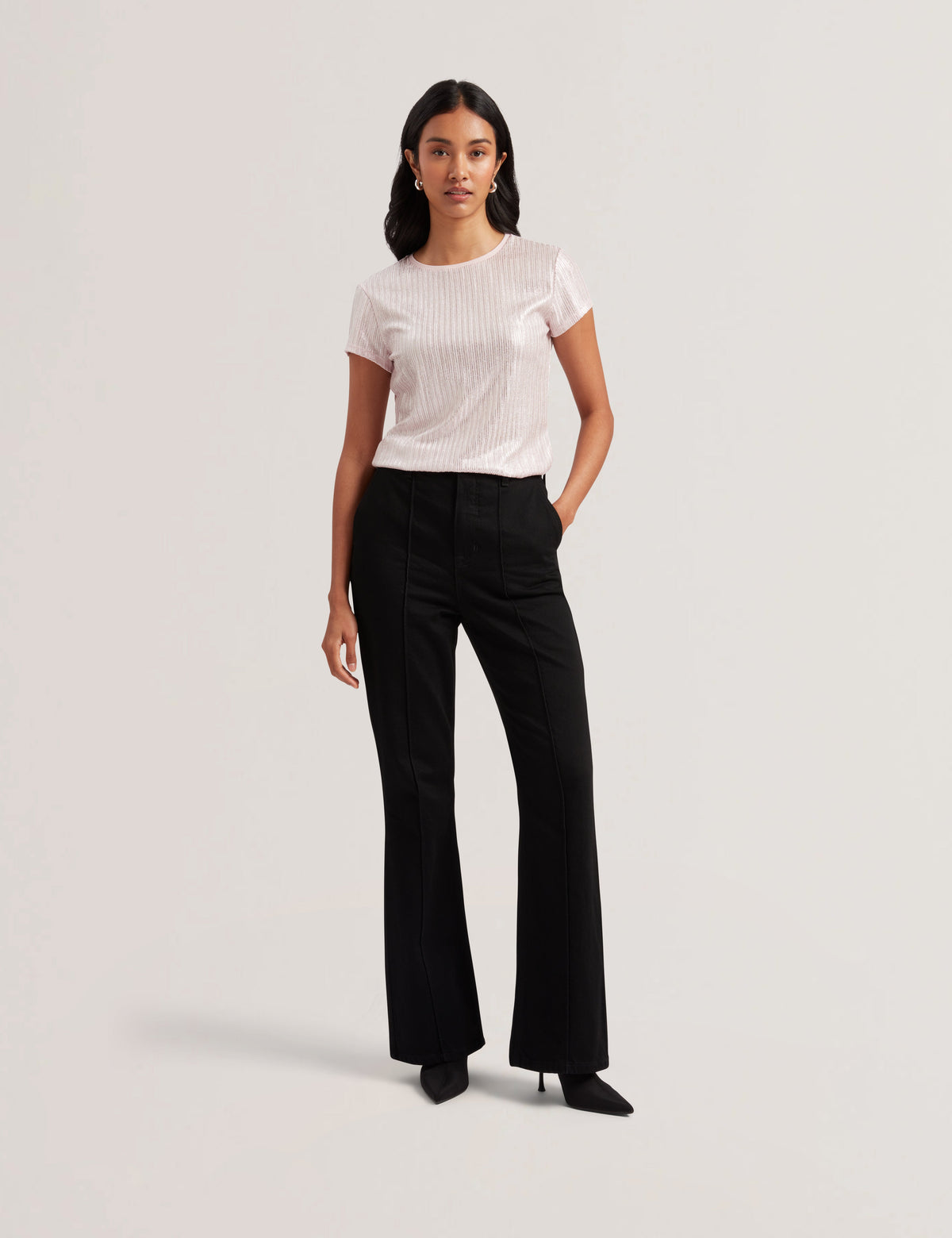 Women KATRINO - Ribbed Metallic Fitted T-Shirt - Ted Baker