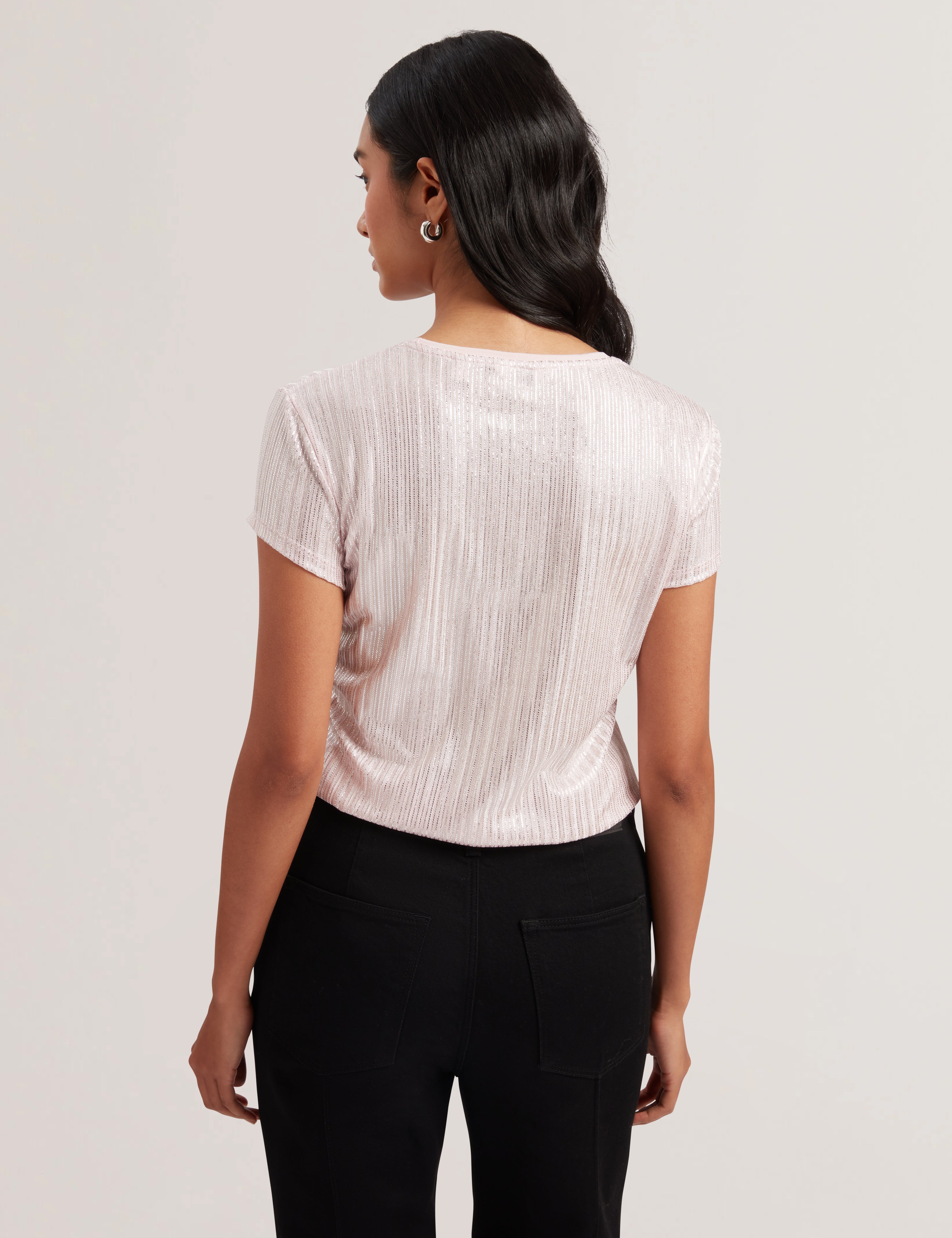 Women KATRINO - Ribbed Metallic Fitted T-Shirt - Ted Baker