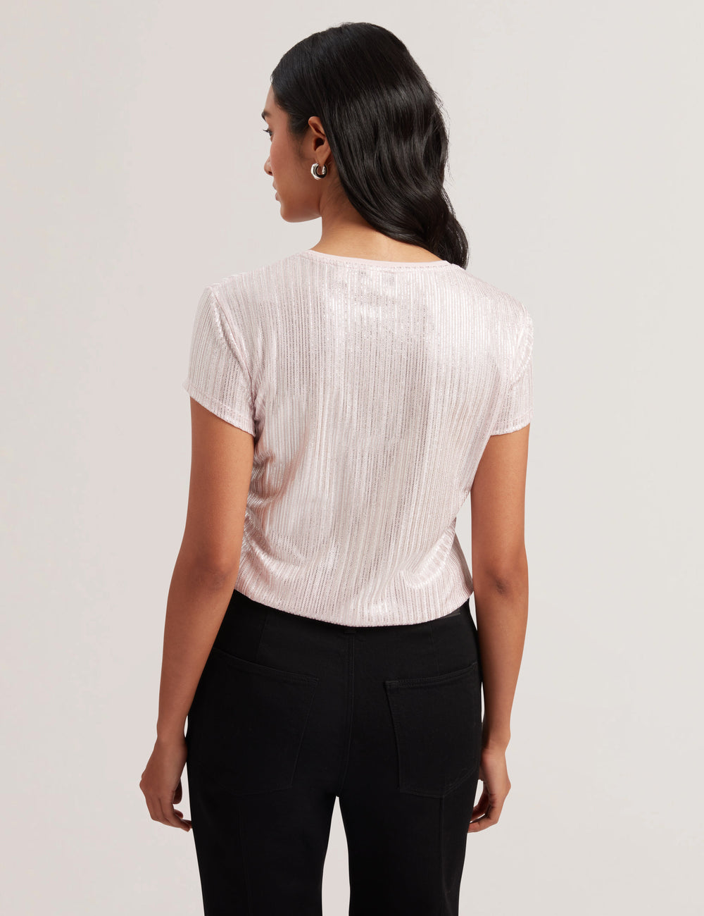 Women KATRINO - Ribbed Metallic Fitted T-Shirt - Ted Baker