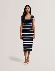 Women ELLLE - Striped Knit Square Neck Cropped Top - Ted Baker