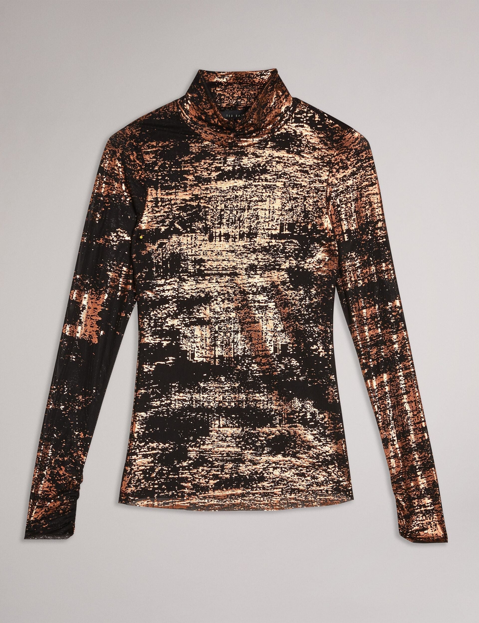 Women SOFIY - Foil Print High Neck Mesh Top - Ted Baker