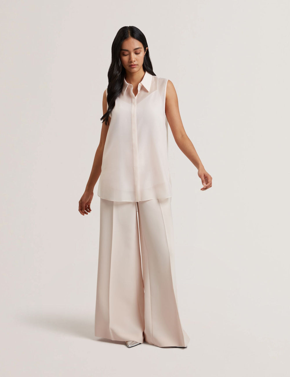 Women NORELLA - Sheer Organza Longline Sleeveless Blouse - Ted Baker