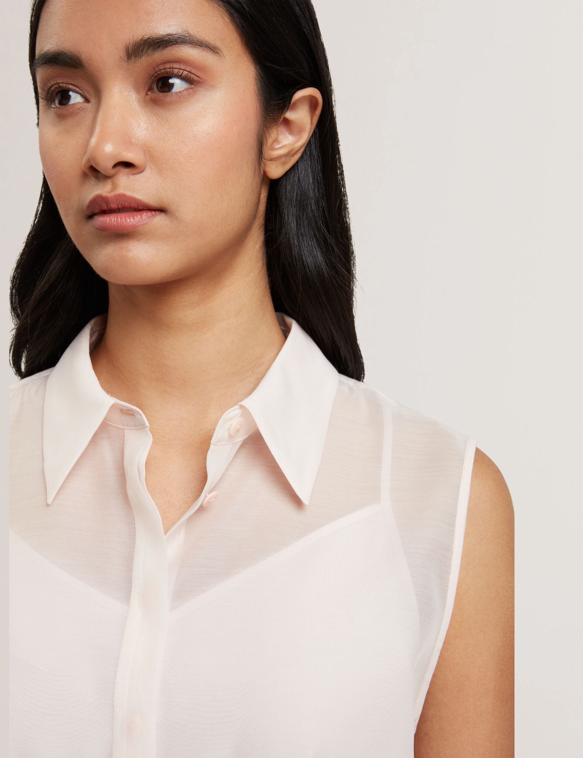 Women NORELLA - Sheer Organza Longline Sleeveless Blouse - Ted Baker