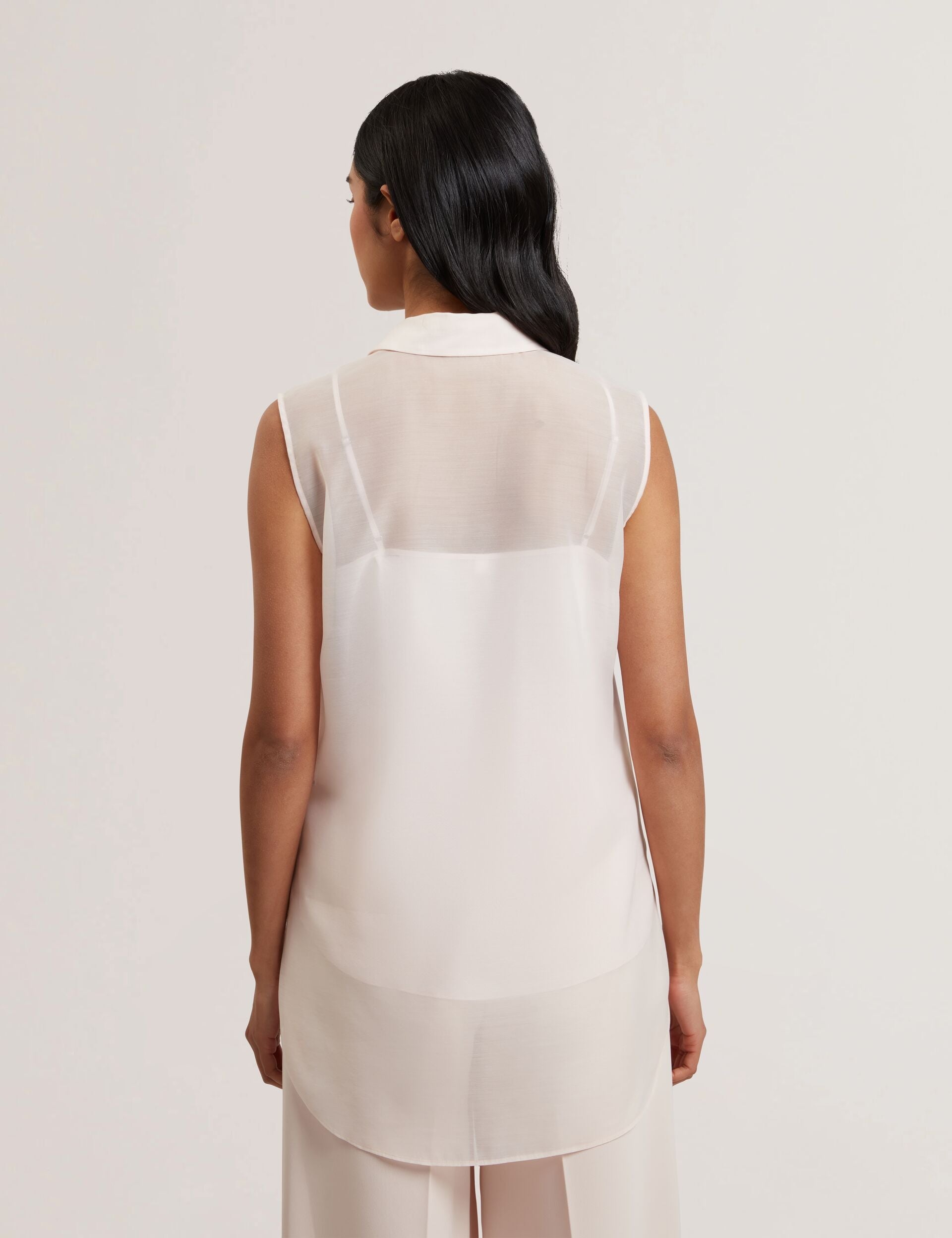 Women NORELLA - Sheer Organza Longline Sleeveless Blouse - Ted Baker