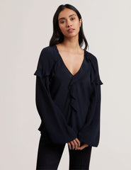 Women KAYFA - Waterfall Ruffle Trim Long Sleeve Blouse - Ted Baker