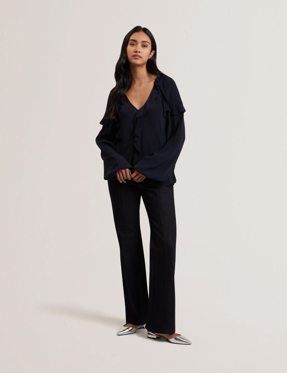 Women KAYFA - Waterfall Ruffle Trim Long Sleeve Blouse - Ted Baker