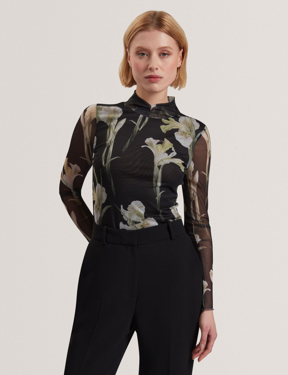 Women FIAAHH - Floral Print High Neck Sheer Mesh Top - Ted Baker
