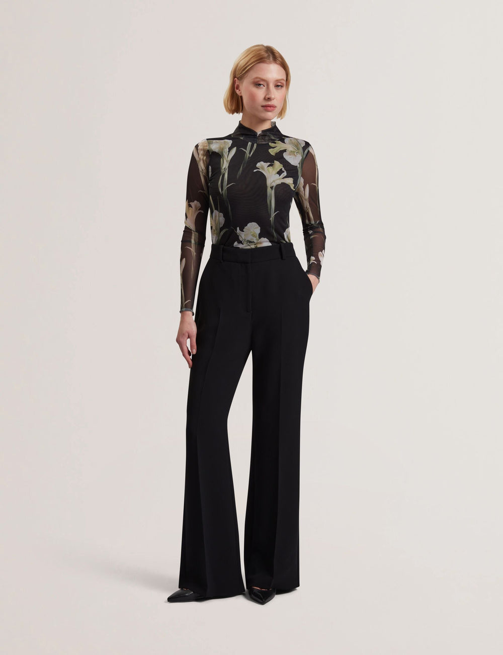 Women FIAAHH - Floral Print High Neck Sheer Mesh Top - Ted Baker