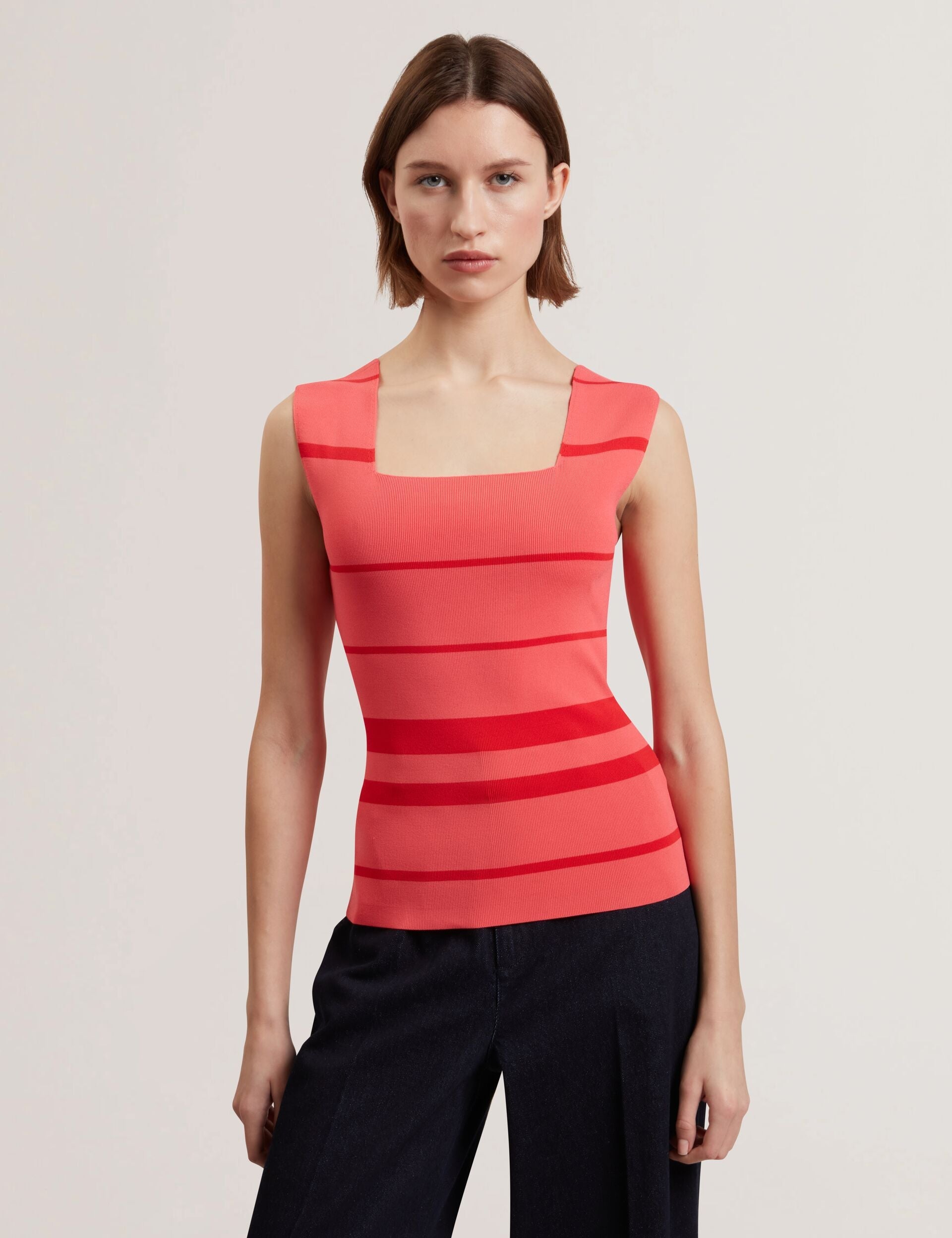 Women LAYDAA - Striped Knit Square Neck Sleeveless Top - Ted Baker