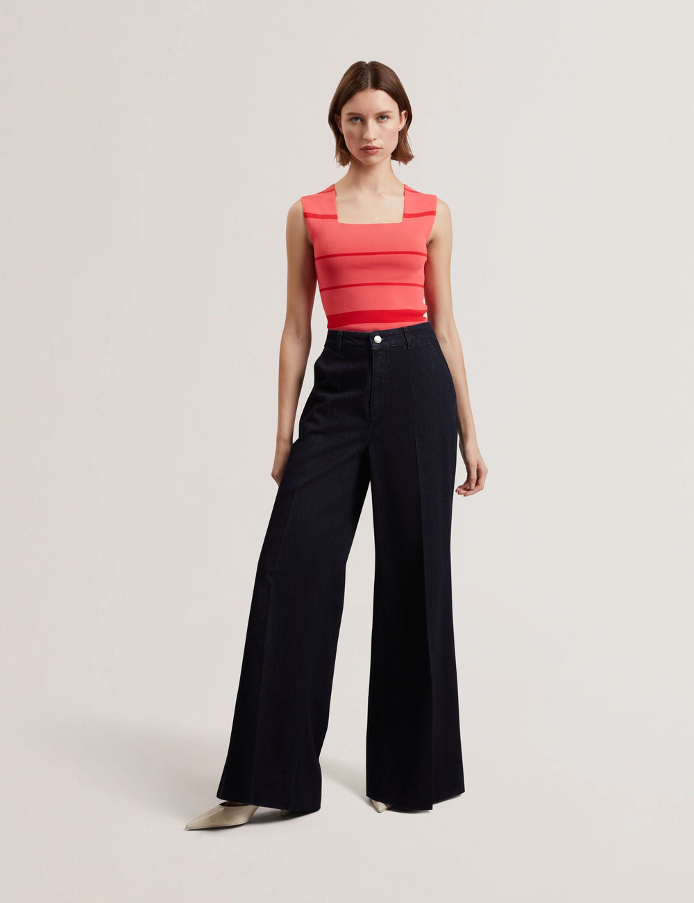 Women LAYDAA - Striped Knit Square Neck Sleeveless Top - Ted Baker