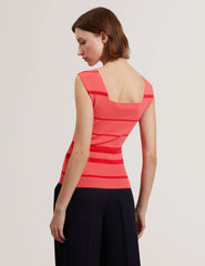 Women LAYDAA - Striped Knit Square Neck Sleeveless Top - Ted Baker