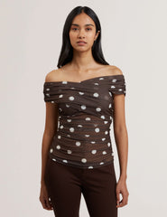 Women ZAAMO - Off-the-Shoulder Polka Dot Mesh Top - Ted Baker