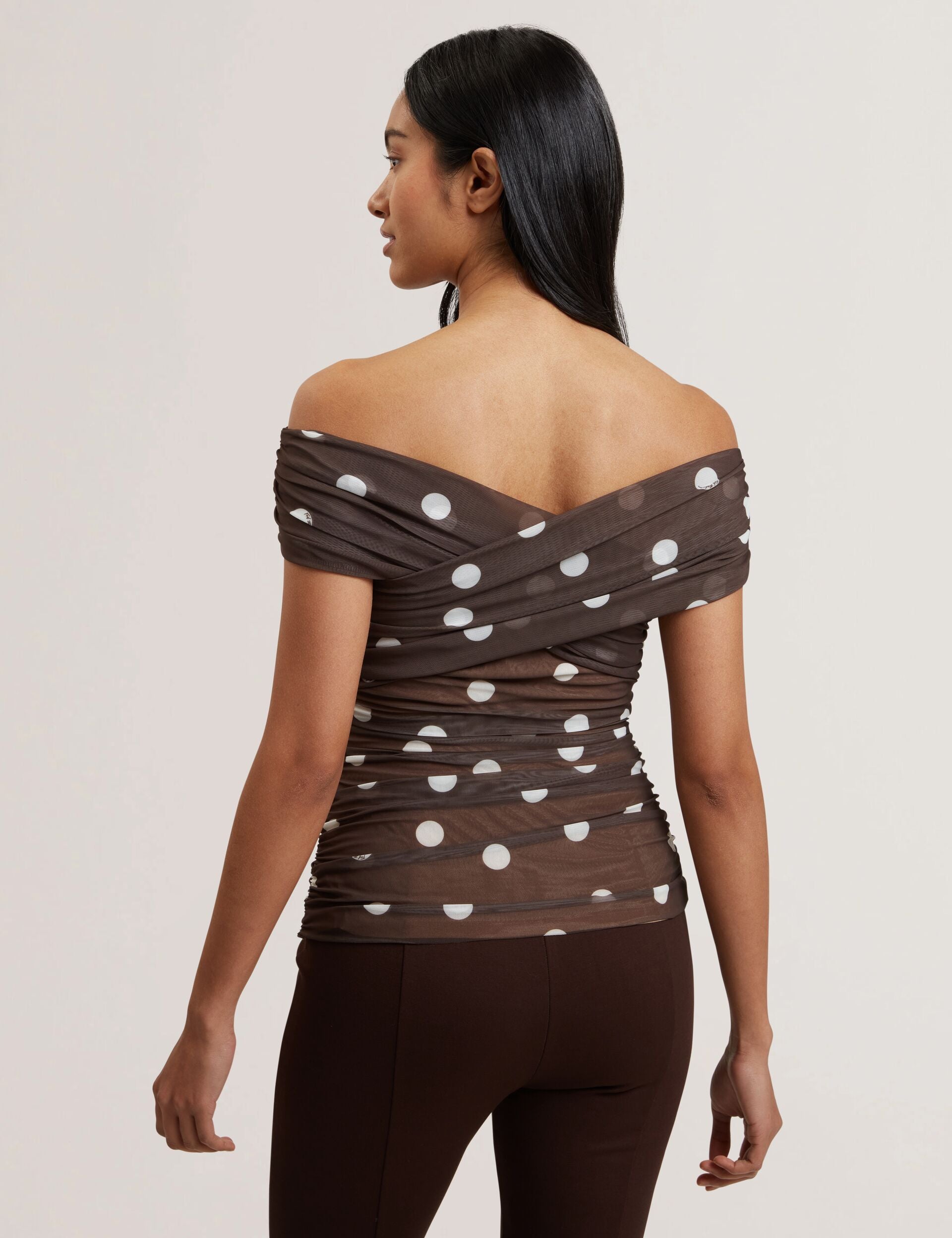 Women ZAAMO - Off-the-Shoulder Polka Dot Mesh Top - Ted Baker