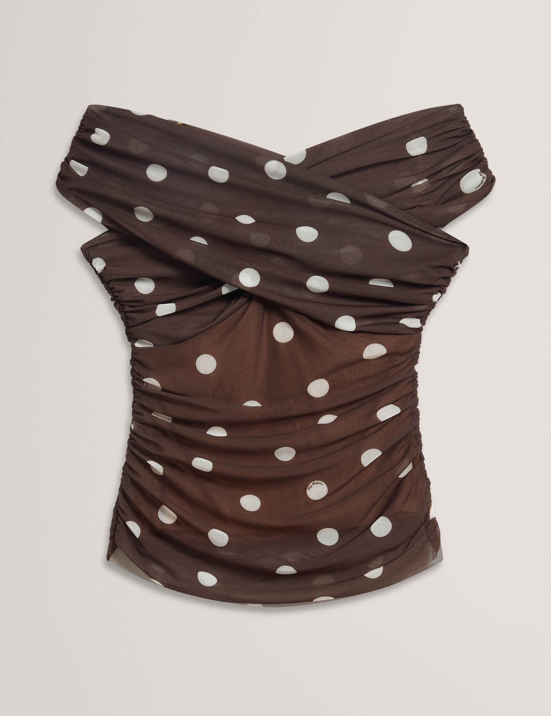 Women ZAAMO - Off-the-Shoulder Polka Dot Mesh Top - Ted Baker