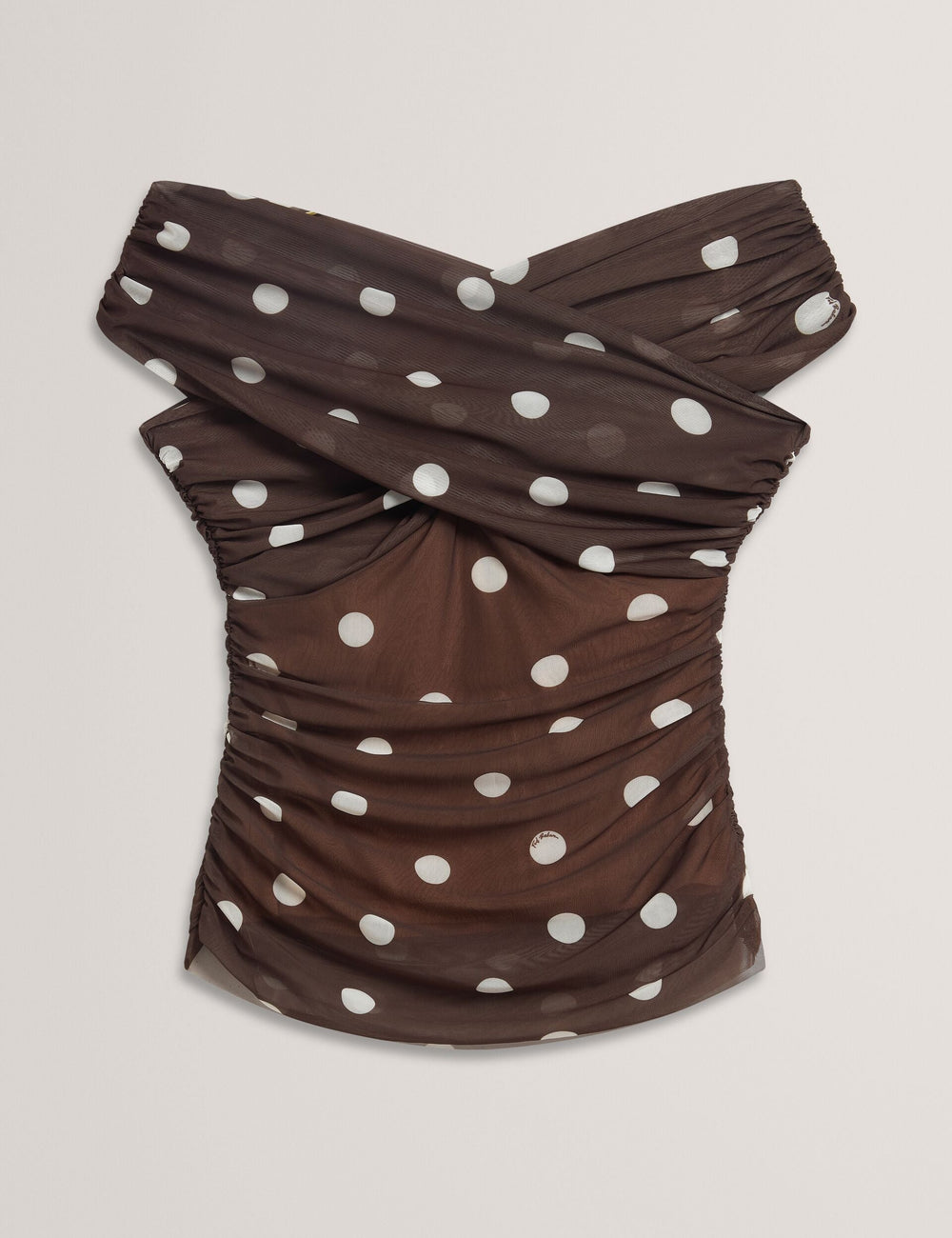 Women ZAAMO - Off-the-Shoulder Polka Dot Mesh Top - Ted Baker