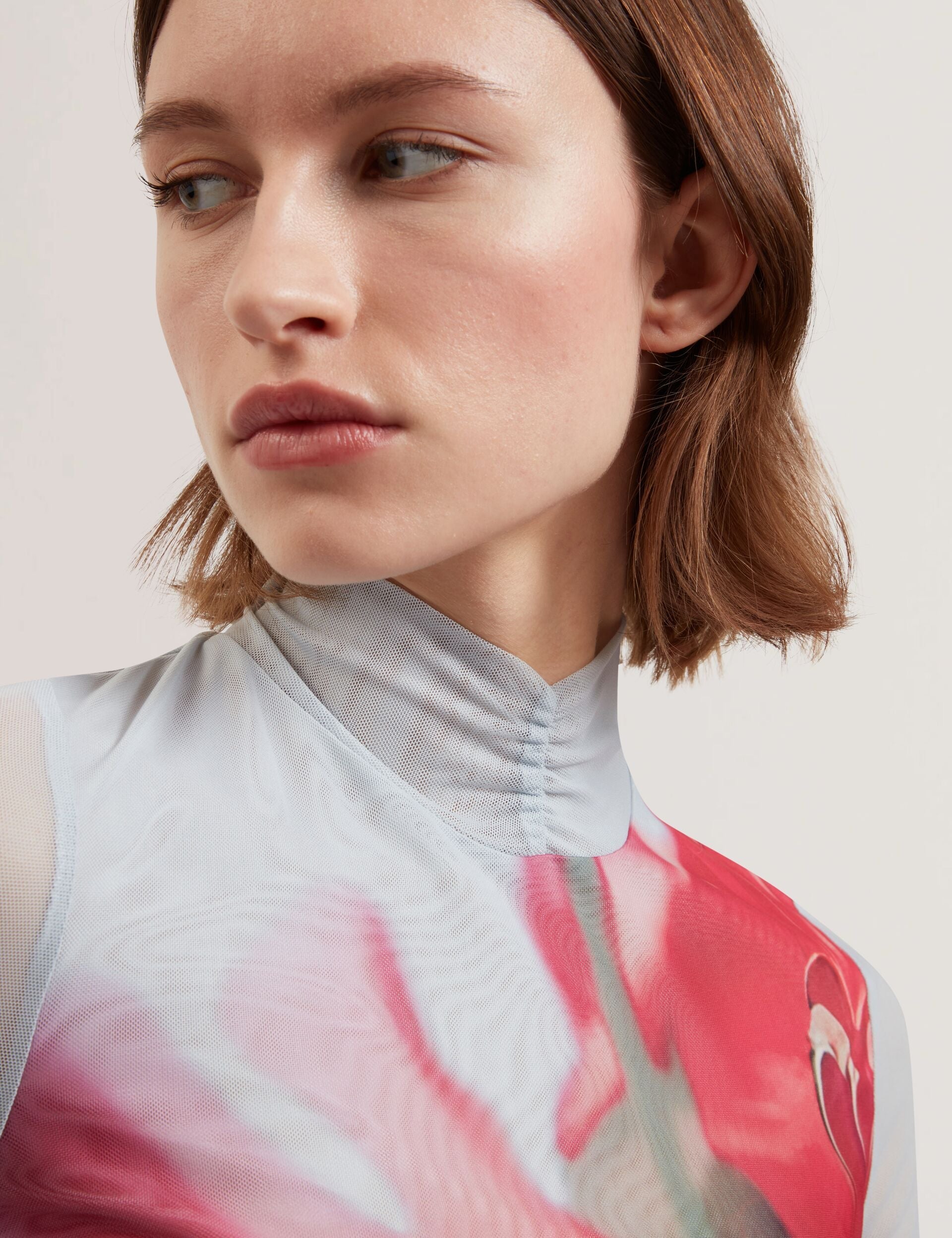 Women PIPYA - Floral High Neck Long Sleeve Mesh Top - Ted Baker